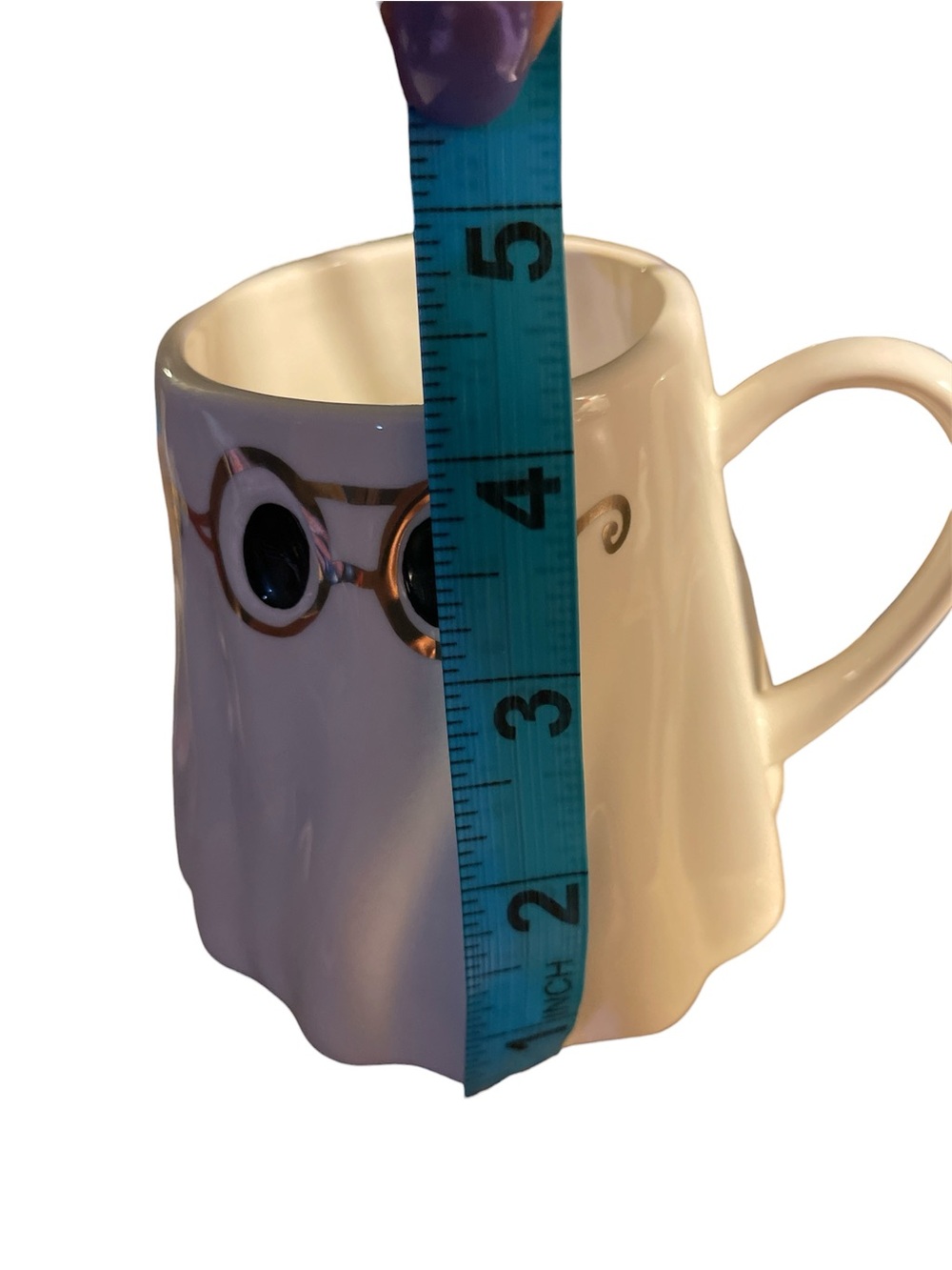 Anthropologie White Ghost Mug with 24K Gold Glasses NIB - Picture 5 of 8